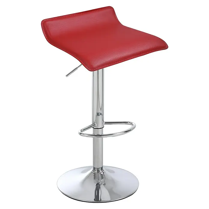 Fulmo Taburete alto Oja - Rojo - Taburete de bar moderno con asiento rojo y estructura cromada, ideal para cocinas y bares.