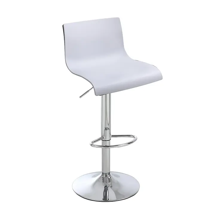 Fulmo Taburete alto Ter - Blanco - Taburete de bar moderno con asiento blanco y base cromada. Un mueble elegante para cualquier bar o cocina.