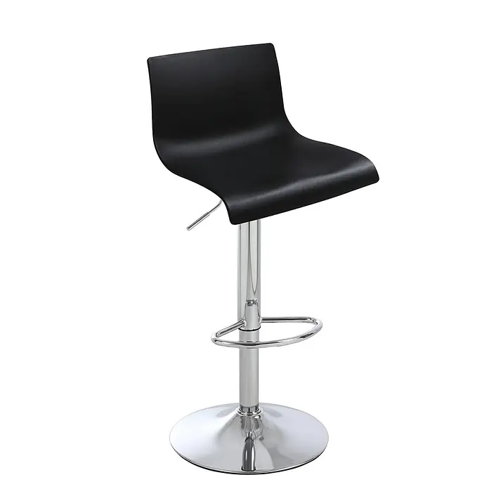 Fulmo Taburete alto Ter - Negro - Taburete de bar negro con base cromada. El diseño elegante hace que el taburete sea un atractivo en cualquier cocina.