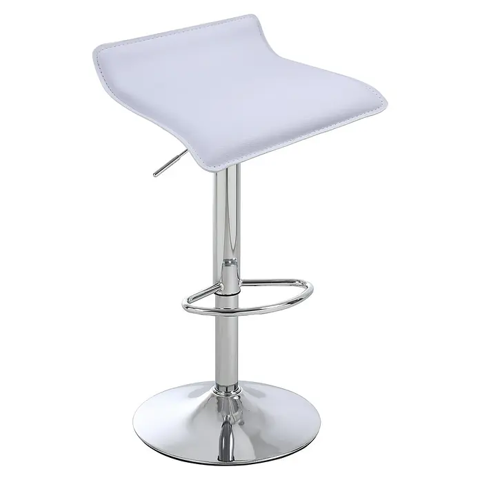 Fulmo Taburete alto Oja - Blanco - Elegante taburete de bar con asiento de cuero sintético blanco y base cromada, ideal para interiores modernos.\n