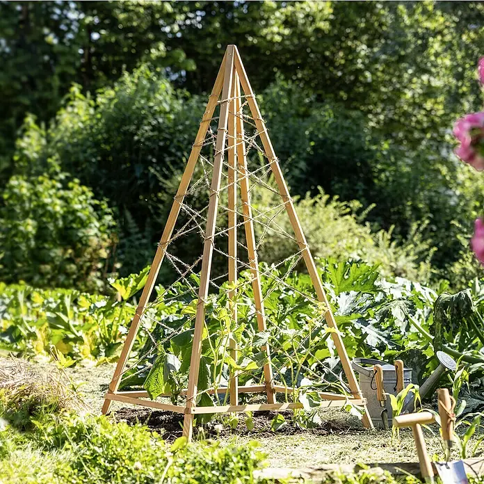 Windhager Rankhilfe Tipi - L x B x H: 75 x 75 x 145 cm, Holz - Holzpyramide als Pflanzenstütze im Garten.