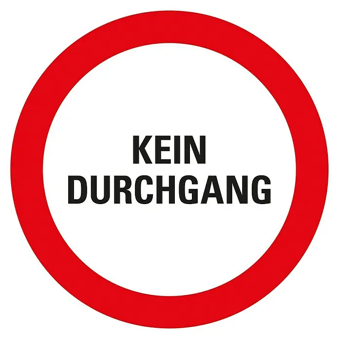 Pickup Verbotsschild - Durchmesser: 30 cm, Kein Durchgang - Rotes Verbotsschild mit der Aufschrift "KEIN DURCHGANG", das ein Durchfahrtsverbot signalisiert und einen klaren Hinweis gibt.