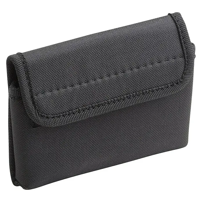 Telefontasche - Schwarz - Schwarze Nylontasche mit robusten Nähten und einer Klappe mit Klettverschluss. Ideal für kleine Gegenstände.
