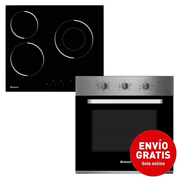 Benavent Set de horno y zona de cocción CHVBM703 (Volumen horno: 65 l, Zonas de cocción: 3 ud., Negro/Acero inoxidable) | BAUHAUS