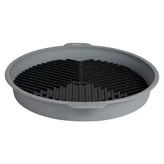 Cadac Spülwanne Soft Soak 40 - Durchmesser: 44,5 cm, Passend für: Grillroste bis Ø 40 cm - Runde graue Einweichschale mit schwarzem, gerilltem Ablaufeinsatz.