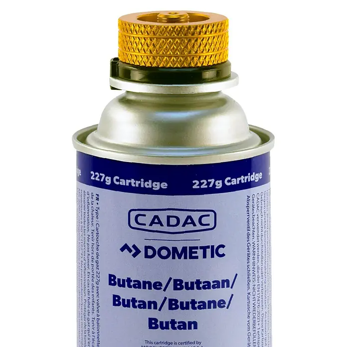 Cadac Gaskartuschen-Adapter - Gaskartuschen mit Bajonettanschluss - CADAC Dometic 227g Butan Gaskartusche. Ideal für Campingkocher und andere tragbare Geräte. Sicher und einfach zu bedienen.