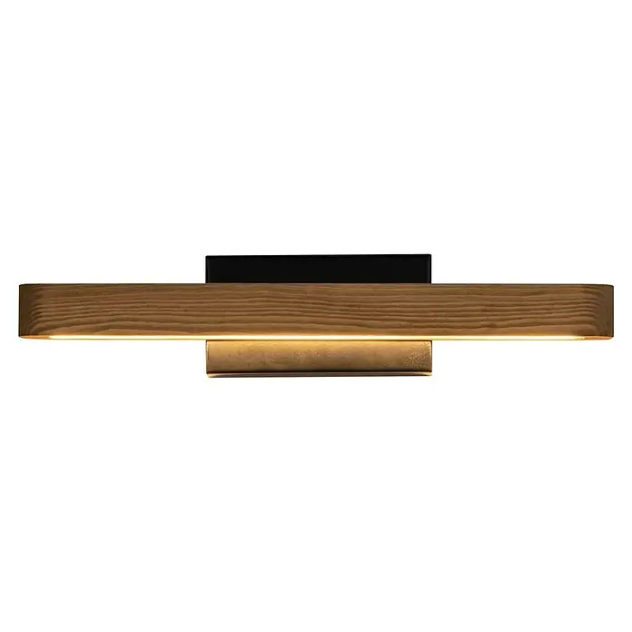 Britop Lighting Wandleuchte Forestier - 5,5 W, LED, L x B x H: 400 x 60 x 80 mm, Braun - Holz-Wandleuchte mit schwarzem und goldenem Akzent. Das moderne Design verleiht jedem Raum einen Hauch von Eleganz und Wärme.