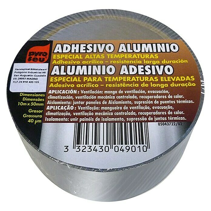 Cinta adhesiva de aluminio (Plateado, 10 m x 50 mm)