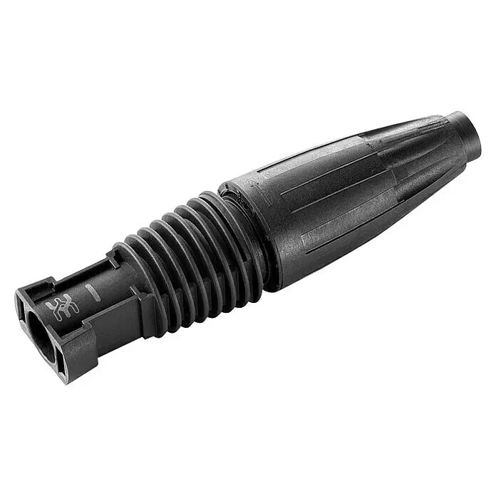 Weidmüller Steckverbinder MC4 PV-STICK Buchse - 10 Stk., 30 A, 1.500 V, 4 mm² - 6 mm² - Schwarzer Kunststoff-Schlauchverbinder mit gerippten und gewellten Abschnitten.