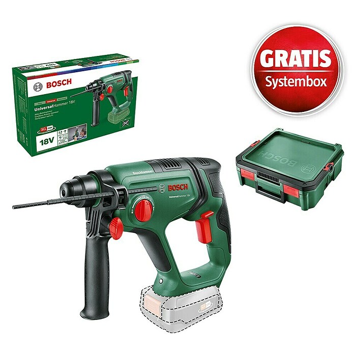 Bosch Power for All 18V Maschinenpaket (Akku-Kombihammer UniversalHammer 18V + gratis Systembox) | BAUHAUS