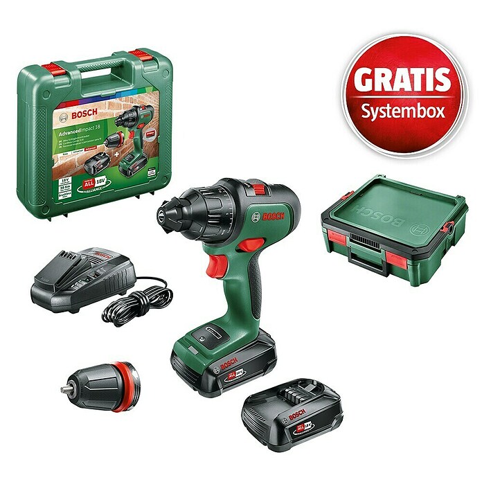 Bosch Power for All 18V Maschinenpaket (Akku-Schlagbohrschrauber AdvancedImpact 18 + gratis Systembox) | BAUHAUS