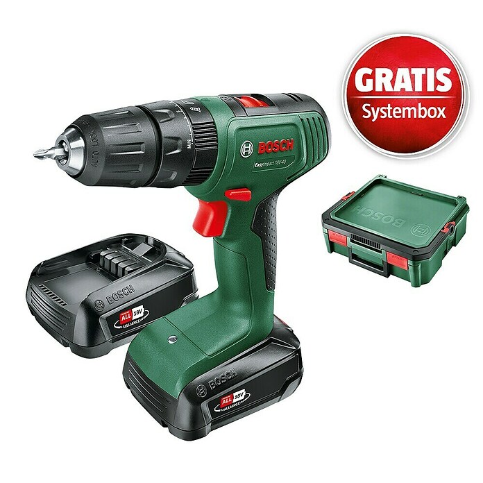 Bosch Power for All 18V Maschinenpaket (Akku-Schlagbohrschrauber EasyImpact 18V-40 (2 Akkus) + gratis Systembox) | BAUHAUS