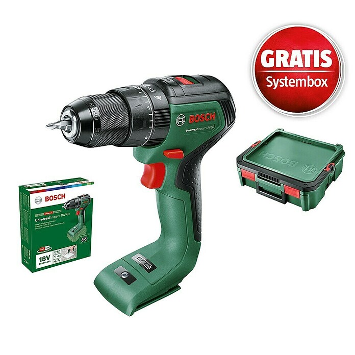 Bosch Power for All 18V Maschinenpaket (Akku-Schlagbohrschrauber UniversalImpact 18V-60 (ohne Akku) + gratis Systembox) | BAUHAUS