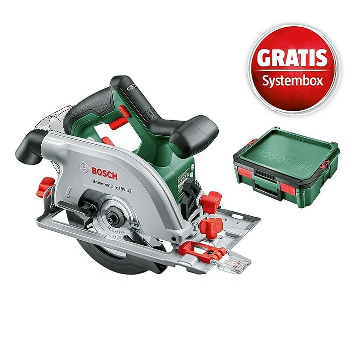 Bosch Power for All 18V Maschinenpaket (Akku-Handkreissäge UniversalCirc 18V-53 (1 Akku) + gratis Systembox) | BAUHAUS