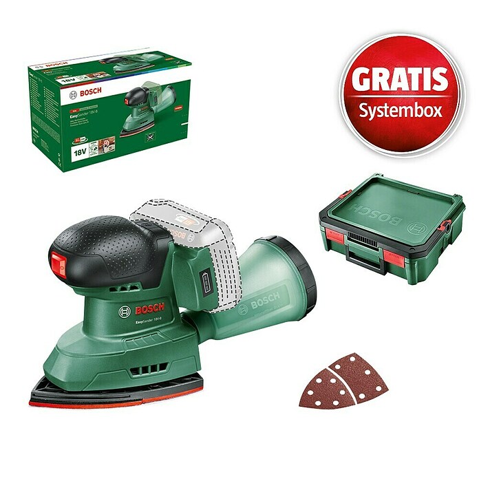 Bosch Power for All 18V Maschinenpaket (Akku-Multischleifer EasySander 18V-8 + gratis Systembox) | BAUHAUS