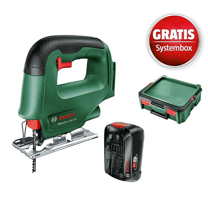 Bosch Power for All 18V Maschinenpaket (Akku-Stichsäge EasySaw 18V-70 (1 Akku) + gratis Systembox) | BAUHAUS