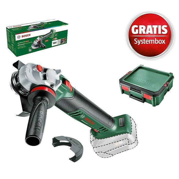 Bosch Power for All 18V Maschinenpaket (Akku-Winkelschleifer AdvancedGrind 18V-80 + gratis Systembox) | BAUHAUS