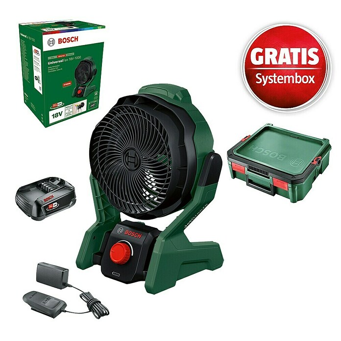 Bosch Power for All 18V Maschinenpaket (Akku-Ventilator UniversalFan 18V-1000 (1 Akku) + gratis Systembox) | BAUHAUS