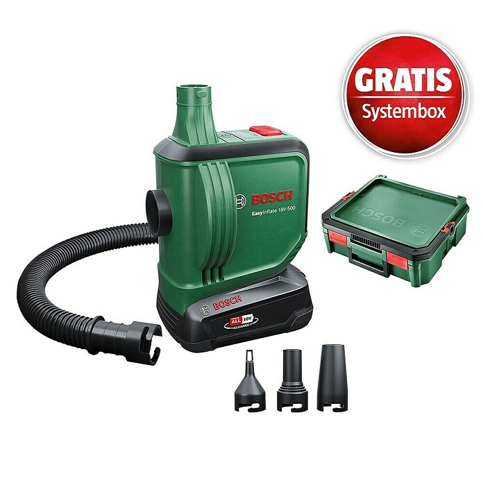 Bosch Power for All 18V Maschinenpaket (Akku-Luftpumpe EasyInflate 18V-500 (1 Akku) + gratis Systembox) | BAUHAUS