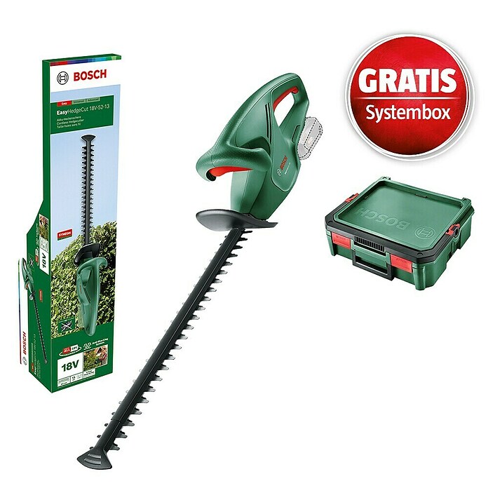 Bosch Power for All 18V Maschinenpaket (Akku-Heckenschere EasyHedgeCut 18V-52-13 & gratis Systembox) | BAUHAUS