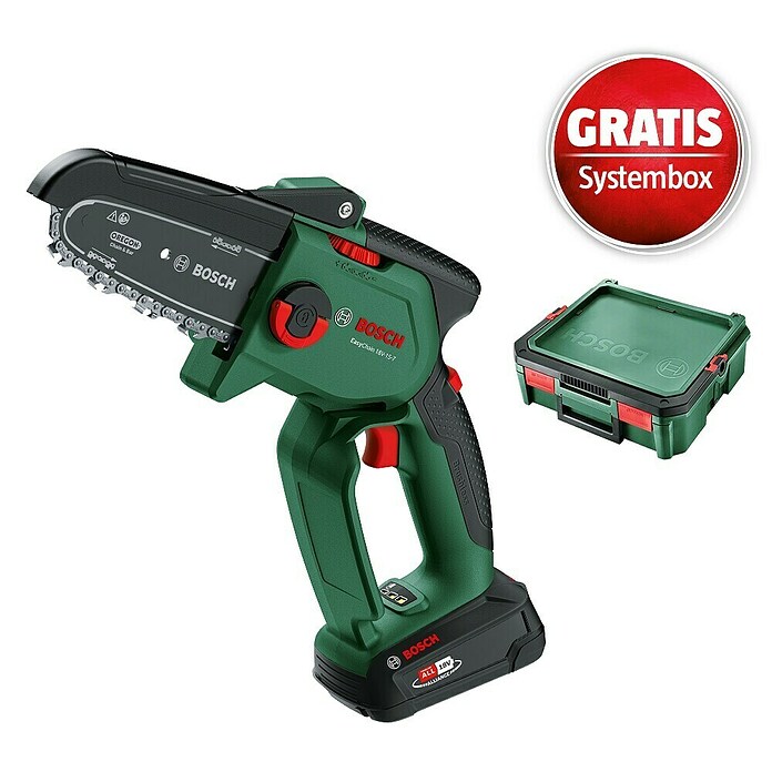 Bosch Power for All 18V Maschinenpaket inkl. Akku-Kit (Akku-Kettensäge EasyChain 18V-15-7 & gratis Systembox) | BAUHAUS