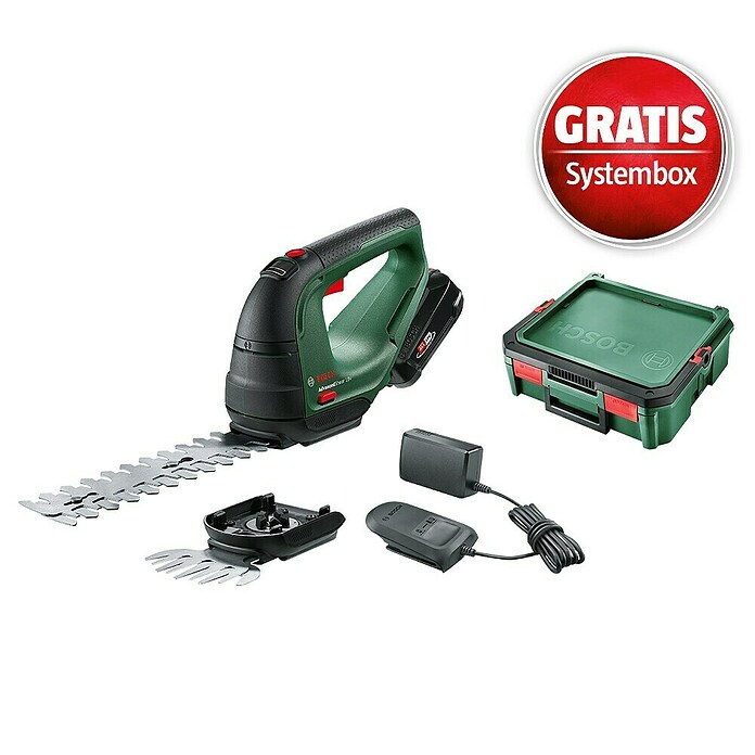 Bosch Power for All 18V Maschinenpaket inkl. Akku-Kit (Akku-Gras- & Strauchschere AdvancedShear 18V-10 & gratis Systembox) | BAUHAUS