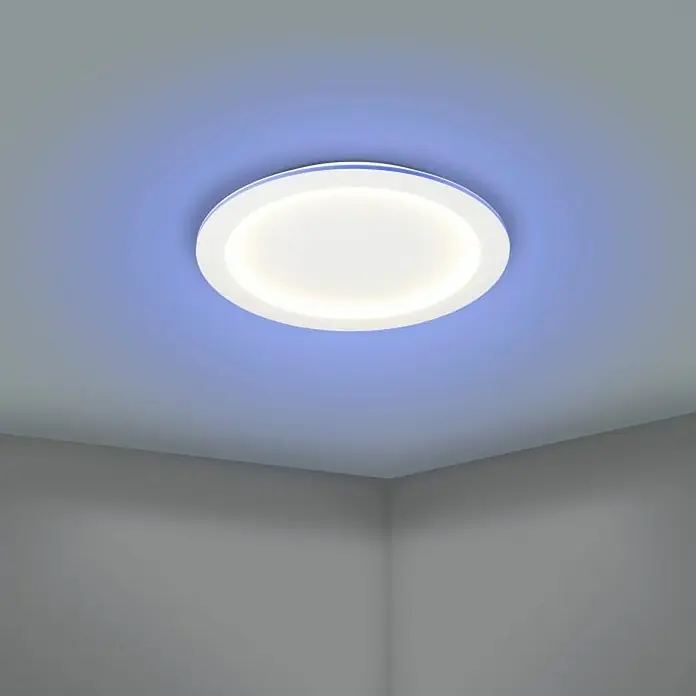Eglo LED-Deckenleuchte Padrogiano-Z - Durchmesser: 59,5 cm, Kaltweiß, Kunststoff, Dimmbar - Die runde LED-Deckenleuchte mit bläulichem Umgebungslicht sorgt für eine moderne und angenehme Beleuchtung im Raum.