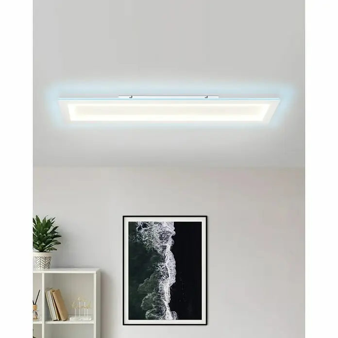 Eglo LED-Deckenleuchte Padrogiano - L x B x H: 1.200 x 300 x 50 mm - Moderne rechteckige Deckenleuchte mit indirekter Beleuchtung für eine stimmungsvolle Atmosphäre im Raum.
