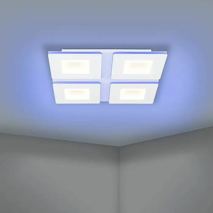 Eglo LED-Deckenleuchte Padrogiano - L x B x H: 450 x 450 x 50 mm, Kaltweiß, Kunststoff, Dimmbar - Moderne Deckenleuchte mit quadratischen LED-Panels, die ein stilvolles und helles Licht in den Raum bringt. Ideal für moderne Wohnräume.