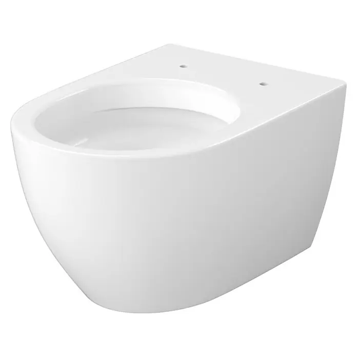 Camargue San Francisco Wand-WC-Set 2.0 - Spülrandlos, WC Abgang: Waagerecht, Weiß - Wand-WC in Weiß mit abgerundeten Formen und moderner Optik. Ideal für stilvolle Badezimmer mit minimalistischem Design.