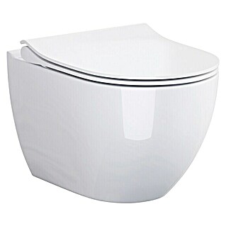 Camargue San Francisco Wand-WC-Set San Francisco 2.0 mit Vortex-Spültechnik (Spülrandlos, Ohne Spezialglasur, Spülform: Tief, WC Abgang: Waagerecht, Weiß)
