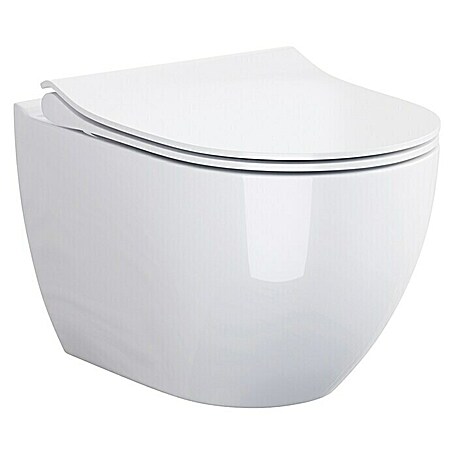 Camargue San Francisco Wand-WC-Set 2.0 (Spülrandlos, Ohne Spezialglasur, Spülform: Tief, WC Abgang: Waagerecht, Weiß)