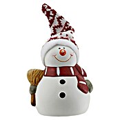 Dekoartikel Schneemann mit Mütze (Weiß/Rot, Keramik, Höhe: 11 cm) | BAUHAUS