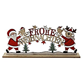 Dekoartikel Schriftzug Frohe Weihnachten (Bunt, Holz, L x H: 33 x 14 cm)