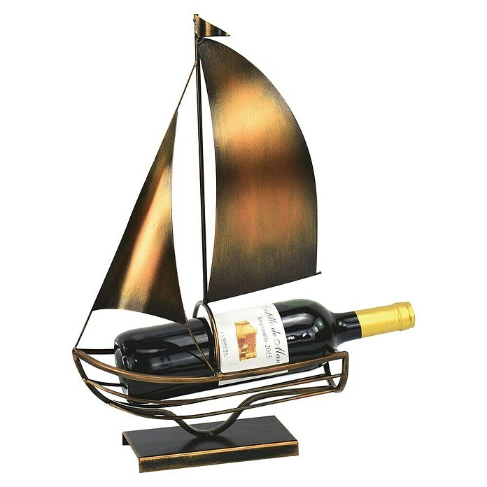 Dekoelement Weinhalter Schiff (Höhe: 45 cm, Bronze) | BAUHAUS