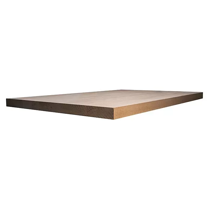Leimholzplatte Treppenstufe - Buche, Qualitätsstufe Leimholzplatte: A/B, 1.200 x 650 x 40 mm - Helle, rechteckige Holzplatte mit sichtbarer Maserung an der Seite.
