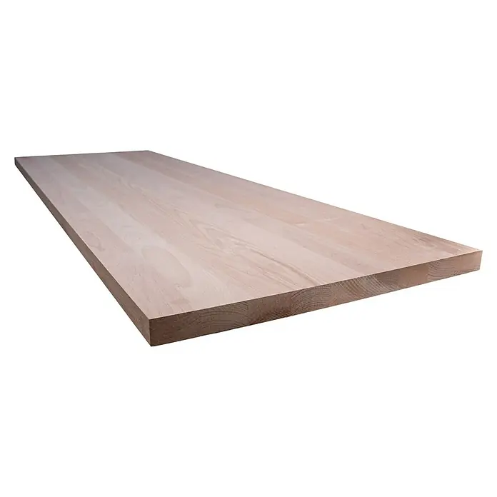 Leimholzplatte Treppenstufe - Buche, Qualitätsstufe Leimholzplatte: A/B, 2.000 x 650 x 40 mm - Helle Holzplatte aus massivem Holz mit sichtbarer Maserung, ideal für Möbelbau und Innenausbau.