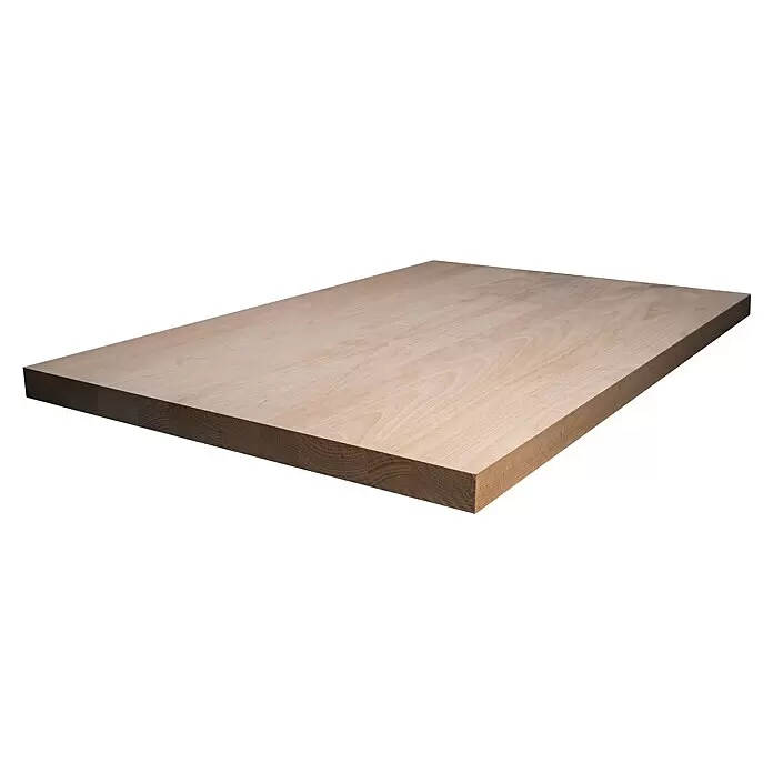 Leimholzplatte Treppenstufe - Buche, Qualitätsstufe Leimholzplatte: A/B, 1.200 x 650 x 40 mm - Helles braunes Massivholzbrett mit sichtbarer Maserung, ideal für Möbel oder Regale.