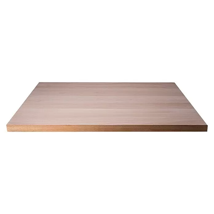 Leimholzplatte Treppenstufe - Buche, Qualitätsstufe Leimholzplatte: A/B, 1.000 x 650 x 40 mm - Helles Holzbrett mit Naturmaserung, Oberseite und dicke Kante sichtbar.