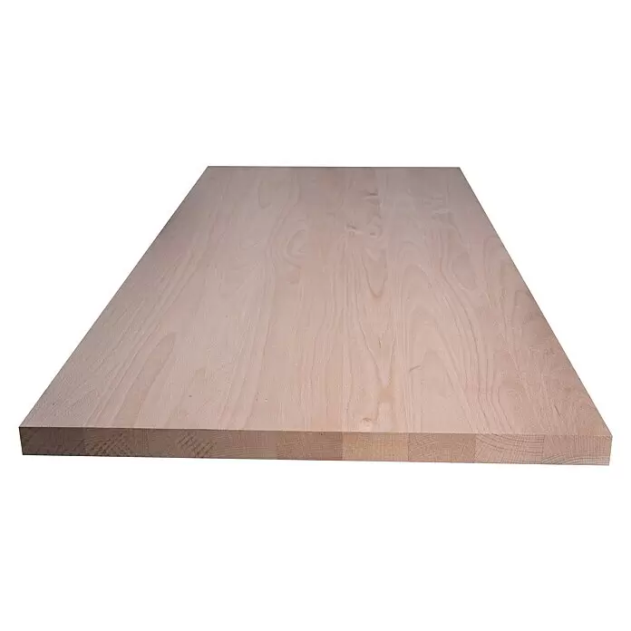 Leimholzplatte Treppenstufe - Buche, Qualitätsstufe Leimholzplatte: A/B, 1.000 x 650 x 40 mm - Helle Holzplatte mit Naturmaserung, Kanten und Stärke sichtbar.