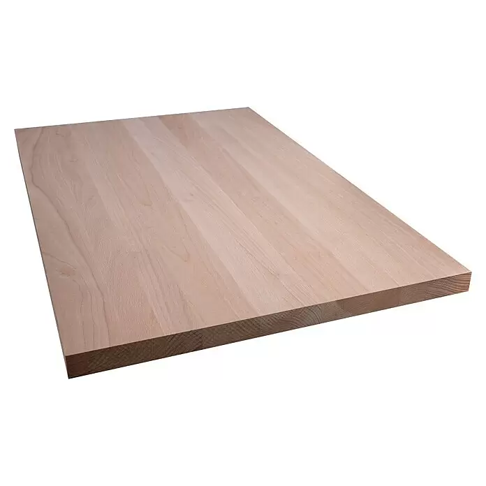 Leimholzplatte Treppenstufe - Buche, Qualitätsstufe Leimholzplatte: A/B, 1.200 x 650 x 40 mm - Helle Massivholzplatte mit sichtbarer Maserung, geeignet als Arbeitsplatte oder Möbelstück.