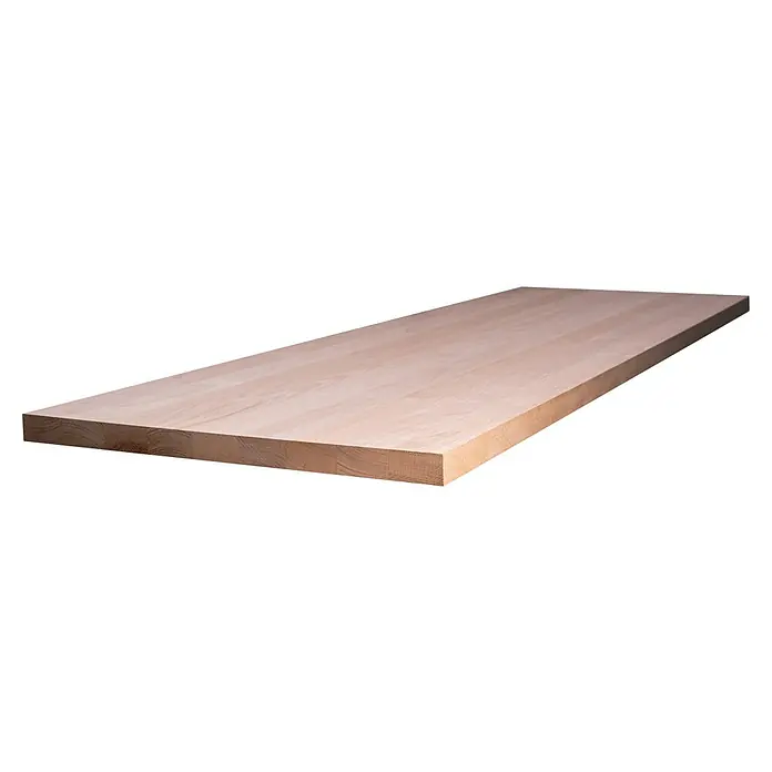 Leimholzplatte Treppenstufe - Buche, Qualitätsstufe Leimholzplatte: A/B, 2.000 x 650 x 40 mm - Holzplatte aus hellem Holz mit sichtbarer Maserung, ideal für Möbelbau und Innenausbau. Eine robuste Arbeitsplatte für vielfältige Anwendungen.