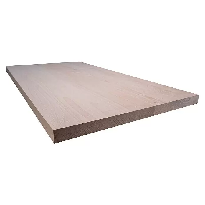 Leimholzplatte Treppenstufe - Buche, Qualitätsstufe Leimholzplatte: A/B, 1.200 x 650 x 40 mm - Helle Holzplatte mit natürlicher Maserung, ideal für Möbel oder DIY-Projekte.