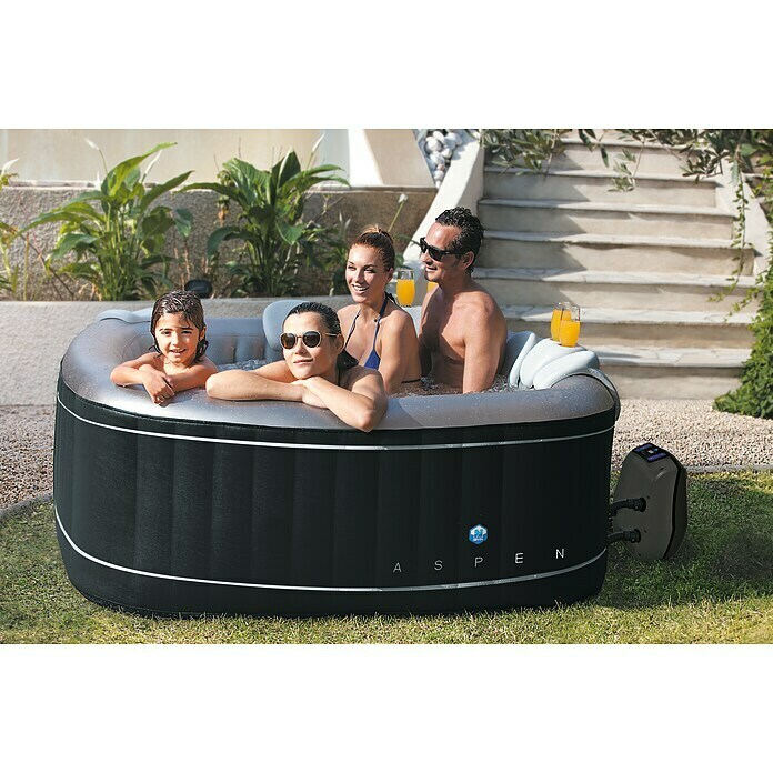 NetSpa Mobil-Whirlpool Aspen (L x B x H: 168 x 168 x 70 cm, Schwarz/Weiß, 700 l) | BAUHAUS