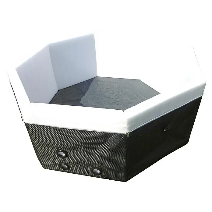 NetSpa Mobil-Whirlpool Octopus - Ø x H: 193 x 73 cm, Schwarz/Weiß, 1.000 l - Sechseckige Wanne mit weiß gepolstertem Innenraum und schwarzer Kohlefaser-Optik außen, mit Ösen.