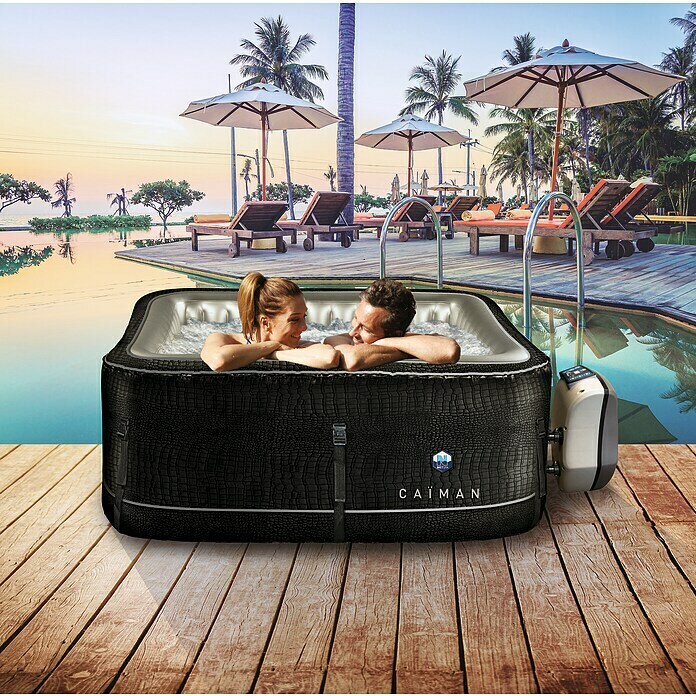 NetSpa Mobil-Whirlpool Caiman (L x B x H: 168 x 168 x 70 cm, Schwarz/Grau, 700 l) | BAUHAUS