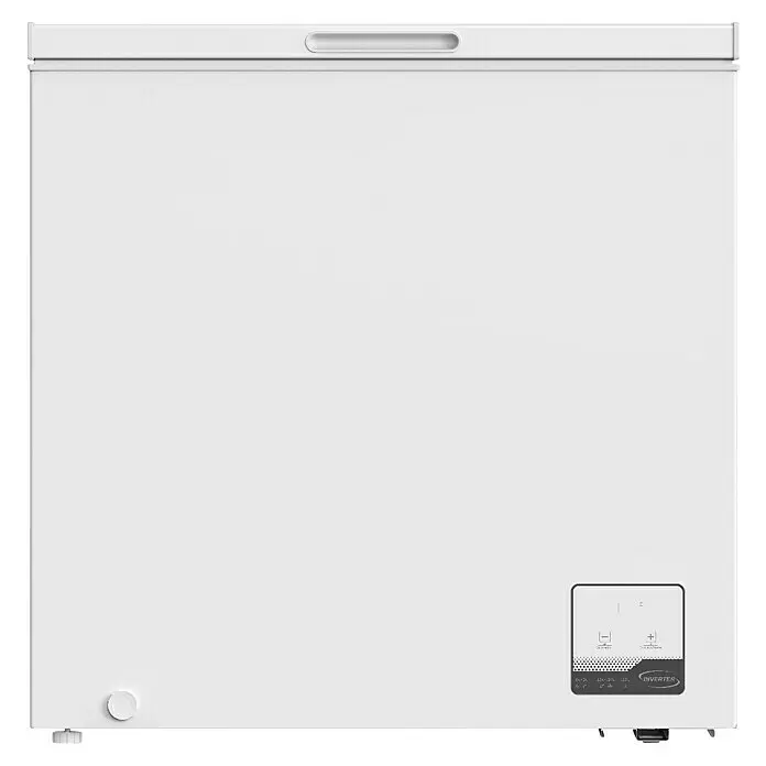 PKM Tiefkühltruhe GT200E - Nutzinhalt Gesamt: 199 l, 55,6 x 82,3 x 83,5 cm, Weiß - Weißer Truhengefrierschrank mit Griff, Bedienfeld und Ablassstopfen.