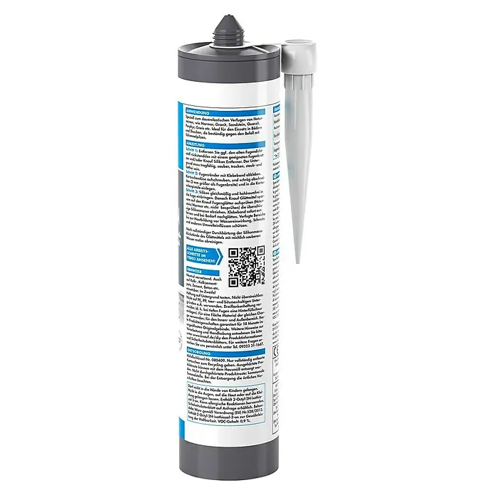 Knauf Naturstein-Silikon - Weiß, 300 ml - Das Bild zeigt eine Kartusche Knauf Silikonfuge Naturstein, die speziell für dauerelastische Verfugungen von Natursteinen entwickelt wurde.
