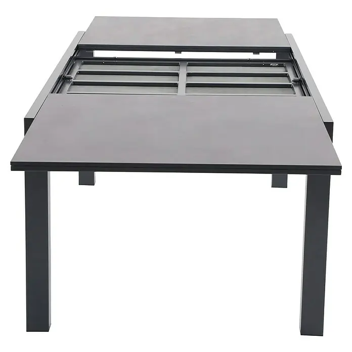 Sunfun Maja Gartenmöbel-Set Stone - 9 -tlg., Sintered Stone, Aluminium, Textilen, Anthrazit, Tischplatte ausziehbar - Ausziehbarer Esstisch mit grauem Finish und geradlinigem Design. Perfekt für den Innen- und Außenbereich geeignet.