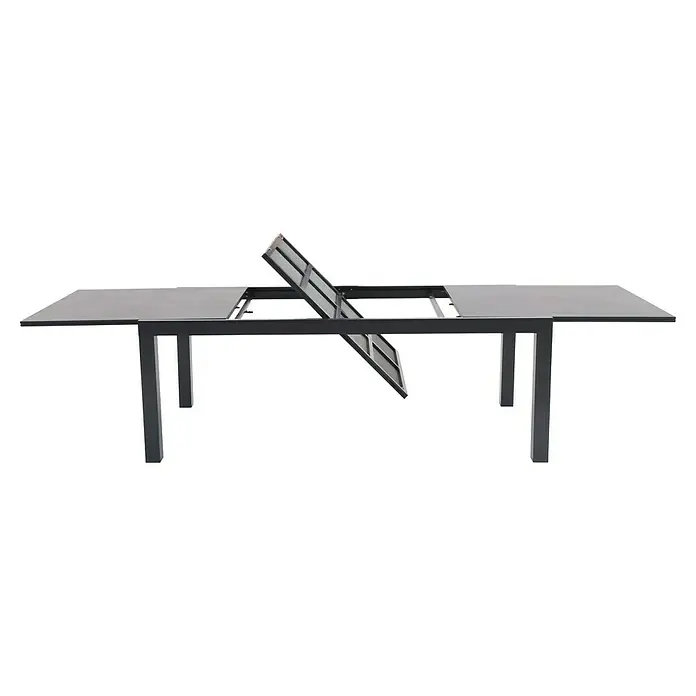 Sunfun Maja Slim Gartenmöbel-Set Stone - 9 -tlg., Sintered Stone, Aluminium, Textilen, Anthrazit - Moderner Esstisch mit Ausziehfunktion. Ideal für größere Gruppen, dank der vergrößerbaren Tischplatte. Robustes Design für jeden Raum.